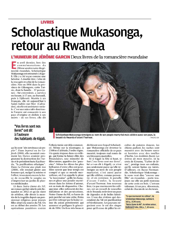 L'HUMEUR DE JÉRÔME GARCIN: SCHOLASTIQUE MUKASONGA, RETOUR AU RWANDA - La Provence - Corse Matin